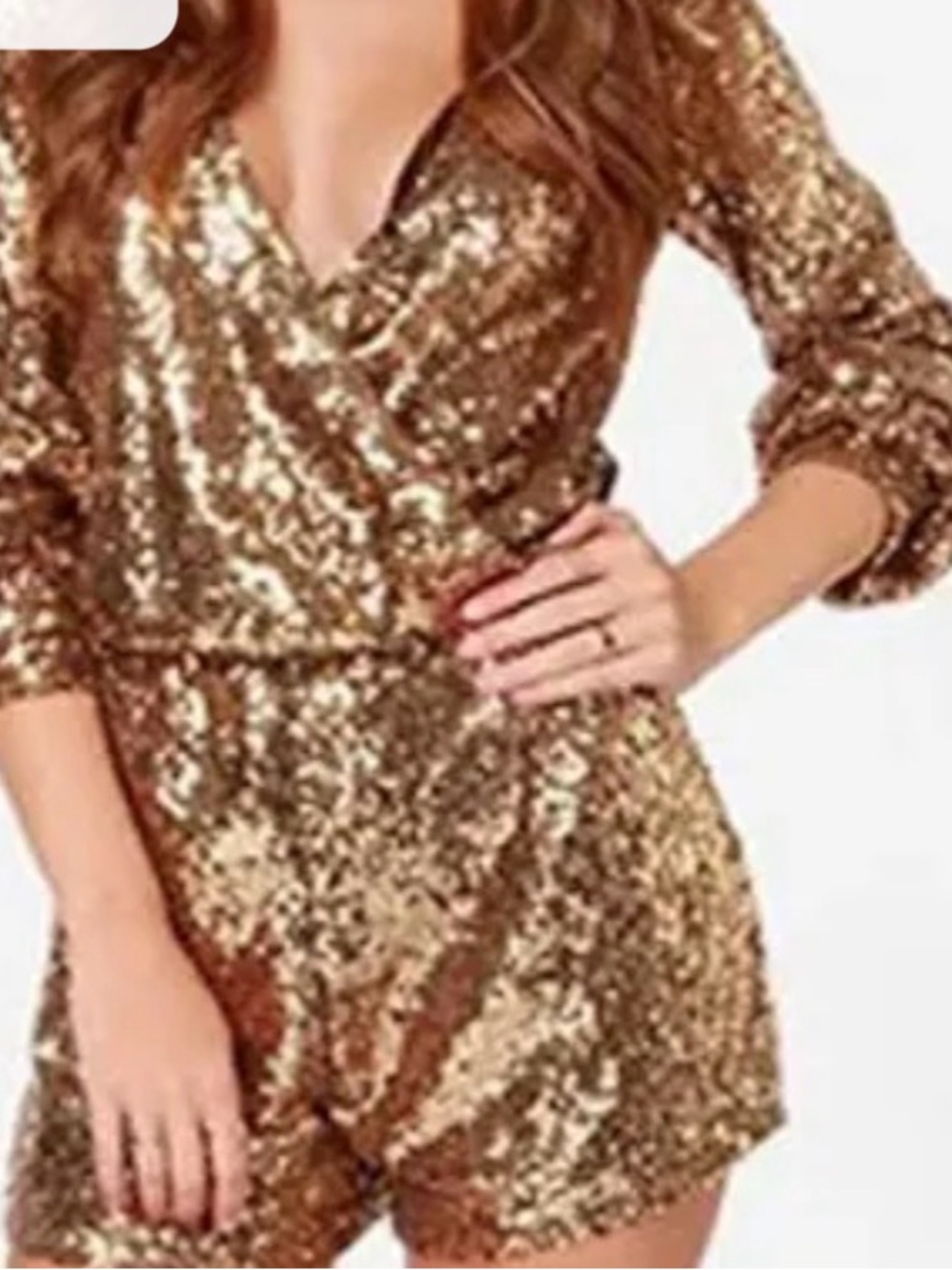 Gold Sequin Romper Dress - Women